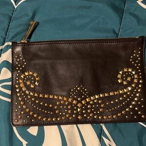 Michael Kors Black and Gold Studded Clutch